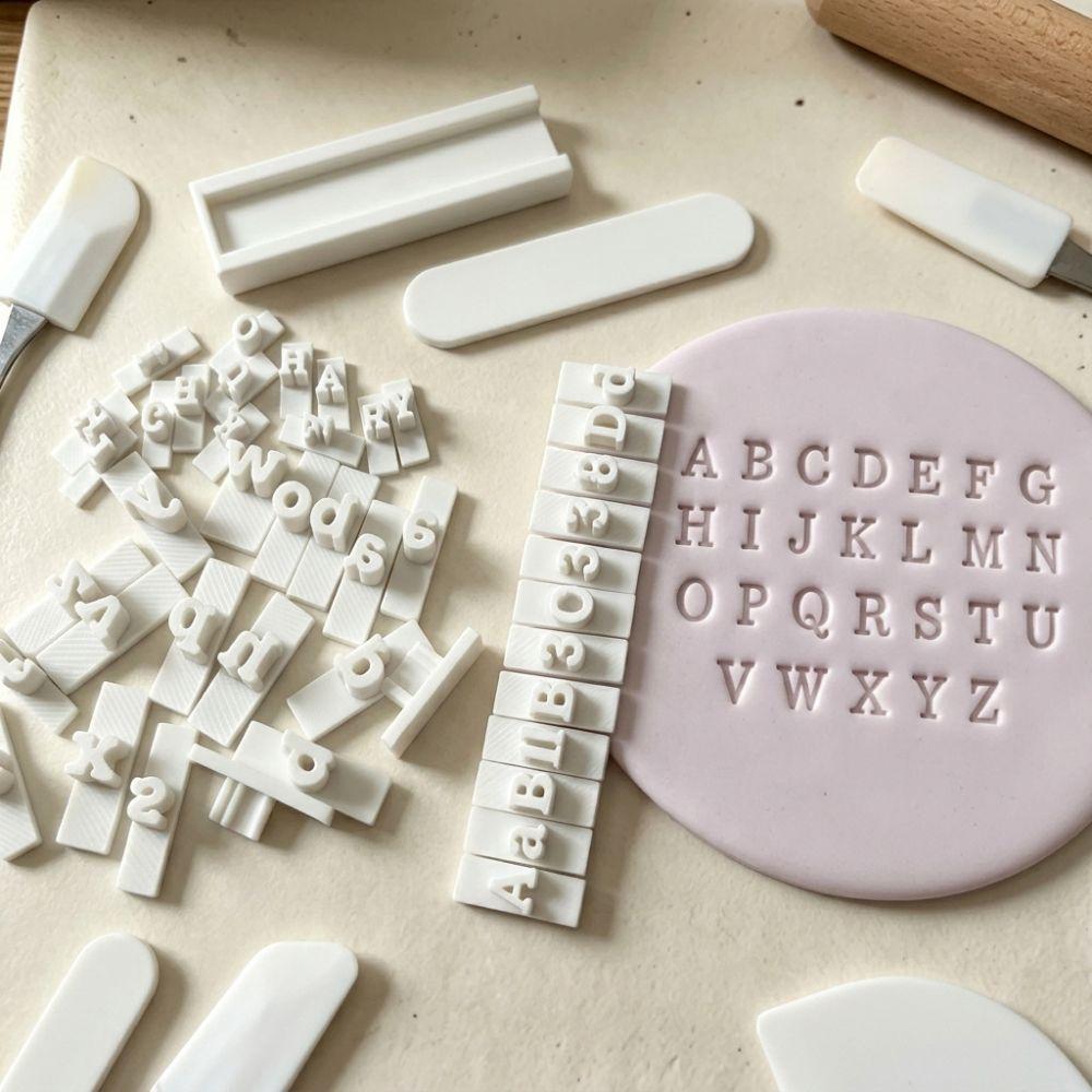 Handmade Pottery Alphabet Stamping Tool with 10 Number Upper Lower Case Clay Stamp Studio Work