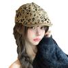 Sweet and cool leopard print suede forward hat children American retro big head circumference fashionable newsboy hat showing face small cap