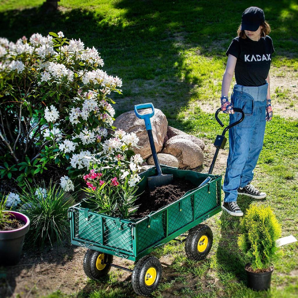KADAX Wózek Ogrodowy Taczka Transportowy Plażowy Przyczepka 300kg Z Plandeką Duży
