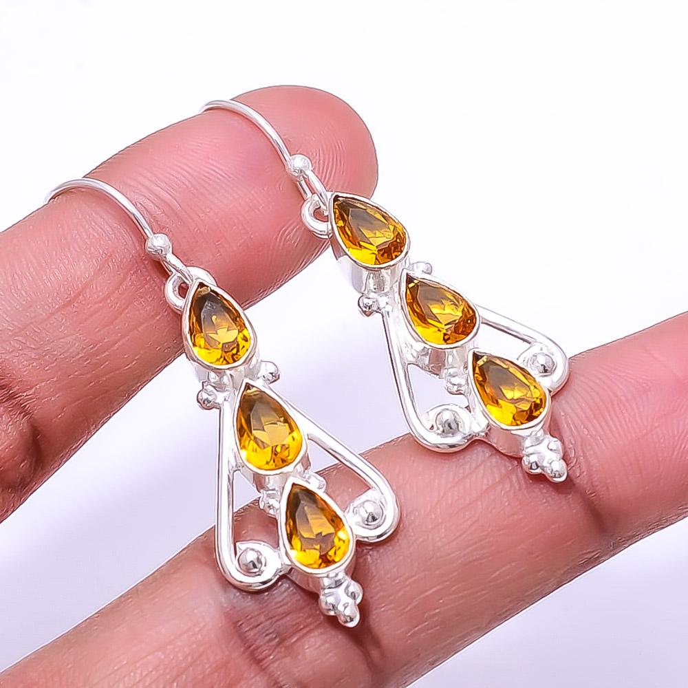 

Citrine Multi Collet 925 Sterling Silver Earring 1.95 E803333517