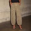 Womens Loose Fit Leopard Print Denim Pants Casual Street Style Jeans