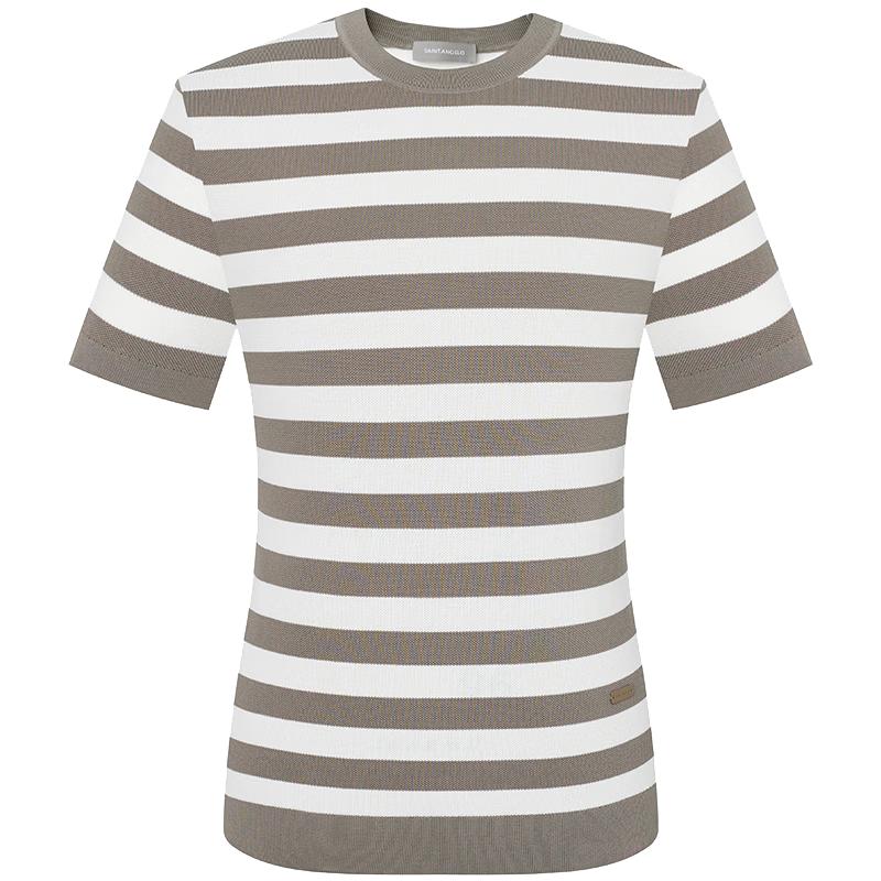 Baoxiniao Men s Fashion Casual Striped Knit T-Shirt 2XL