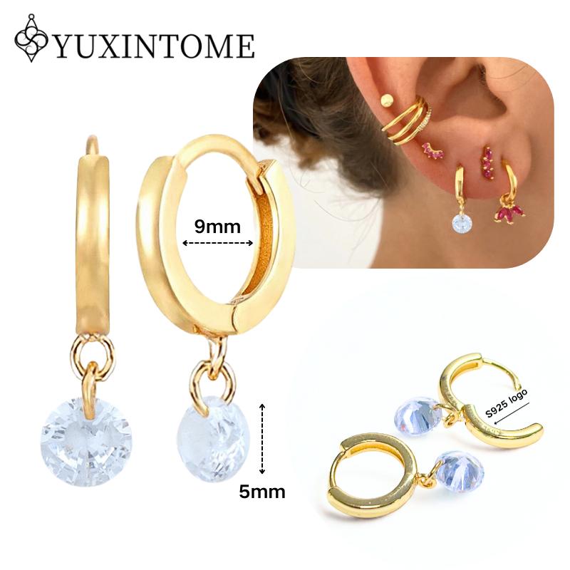 Dames 925 Zilveren Oorstekers Kristal Zirconia Waterdruppels Stud Hoops Goud Huggie Oorbellen Premium Luxe Feest Sieraden