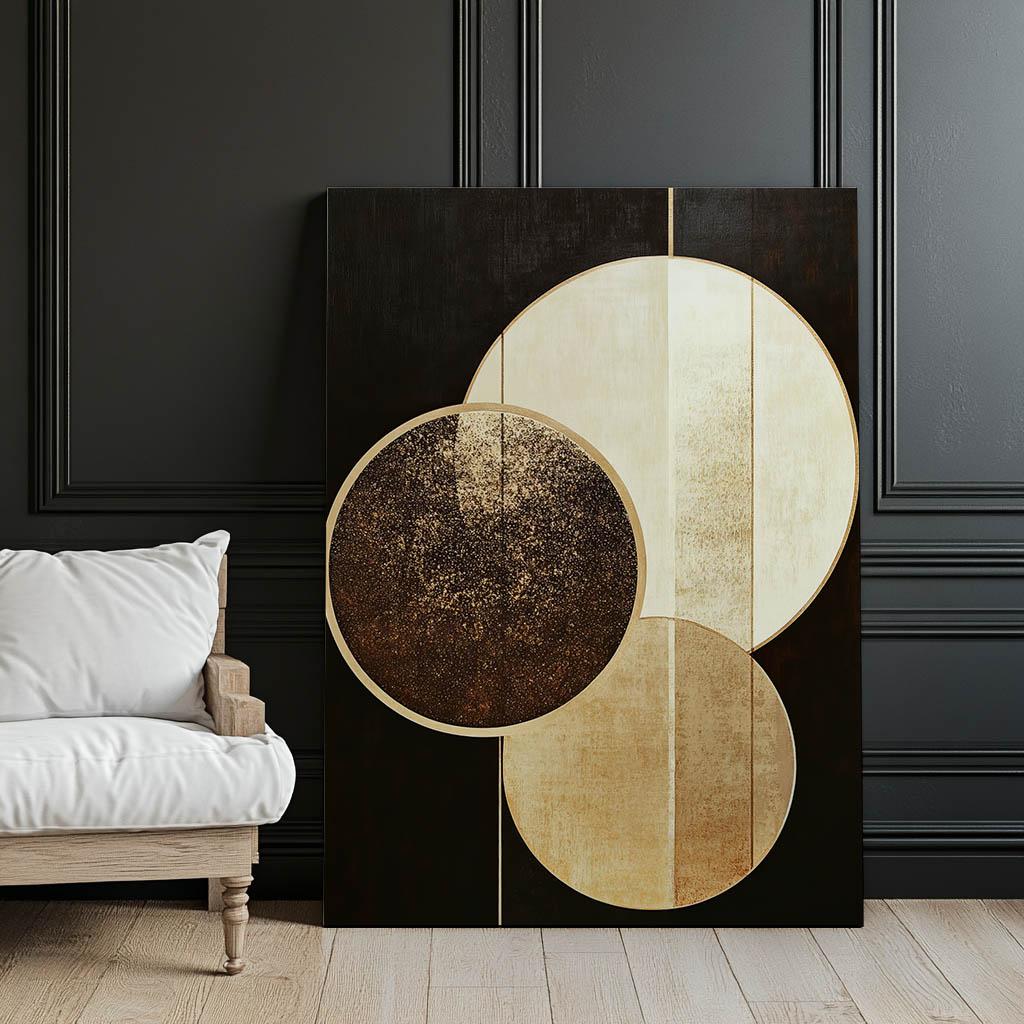 Abstract Poster With Three Wheels Abstract Poster With Three Wheels, 50X70 Cm, Dark Brown Wooden Frame, 230 Gsm Matte Paper