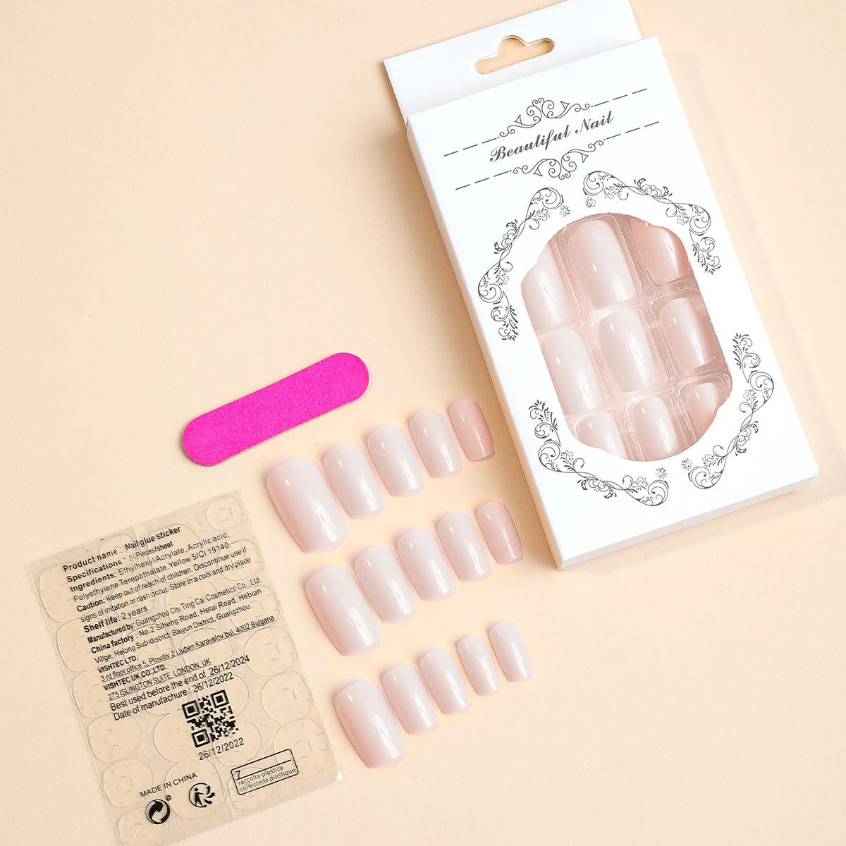 

Solid Color Rectangular Press-on Nail Tips - Minimalist & Removable Nail Art Stickers