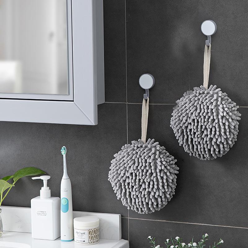 Hanging Chenille Hand Wipes Kitchen Bathroom Hand Towel Ball with Hanging Loops Quick Dry Soft Absorbent Microfiber Towels