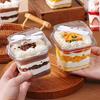 50Pcs Disposable Pudding Cups Square Dessert Boxes  for Holding Ice Cream Jelly Yogurt and Mousse