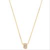 Rectangular Personalized Design Brass Necklace Women's Gold KL3610CLEARGOLD