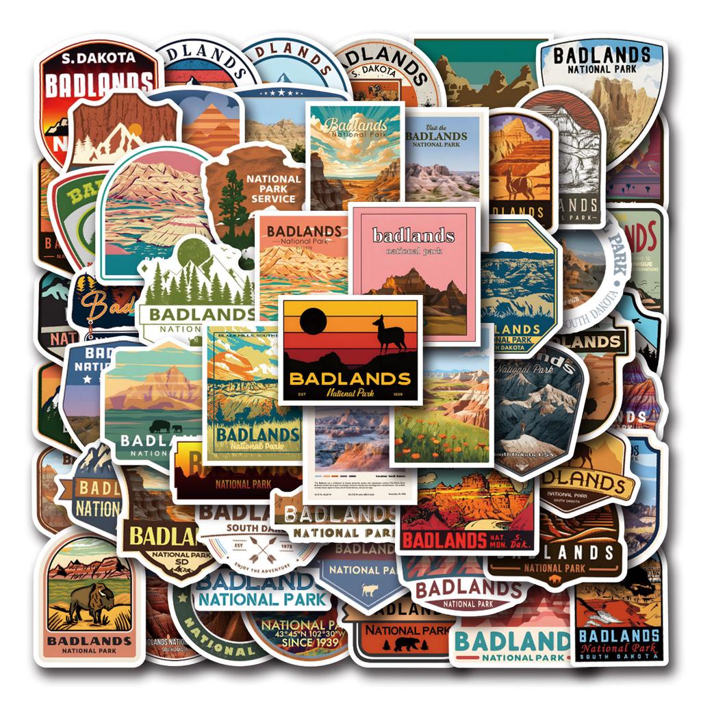 55 Badlands National Park Graffiti Stickers Decorative Scooter Waterproof Stickers