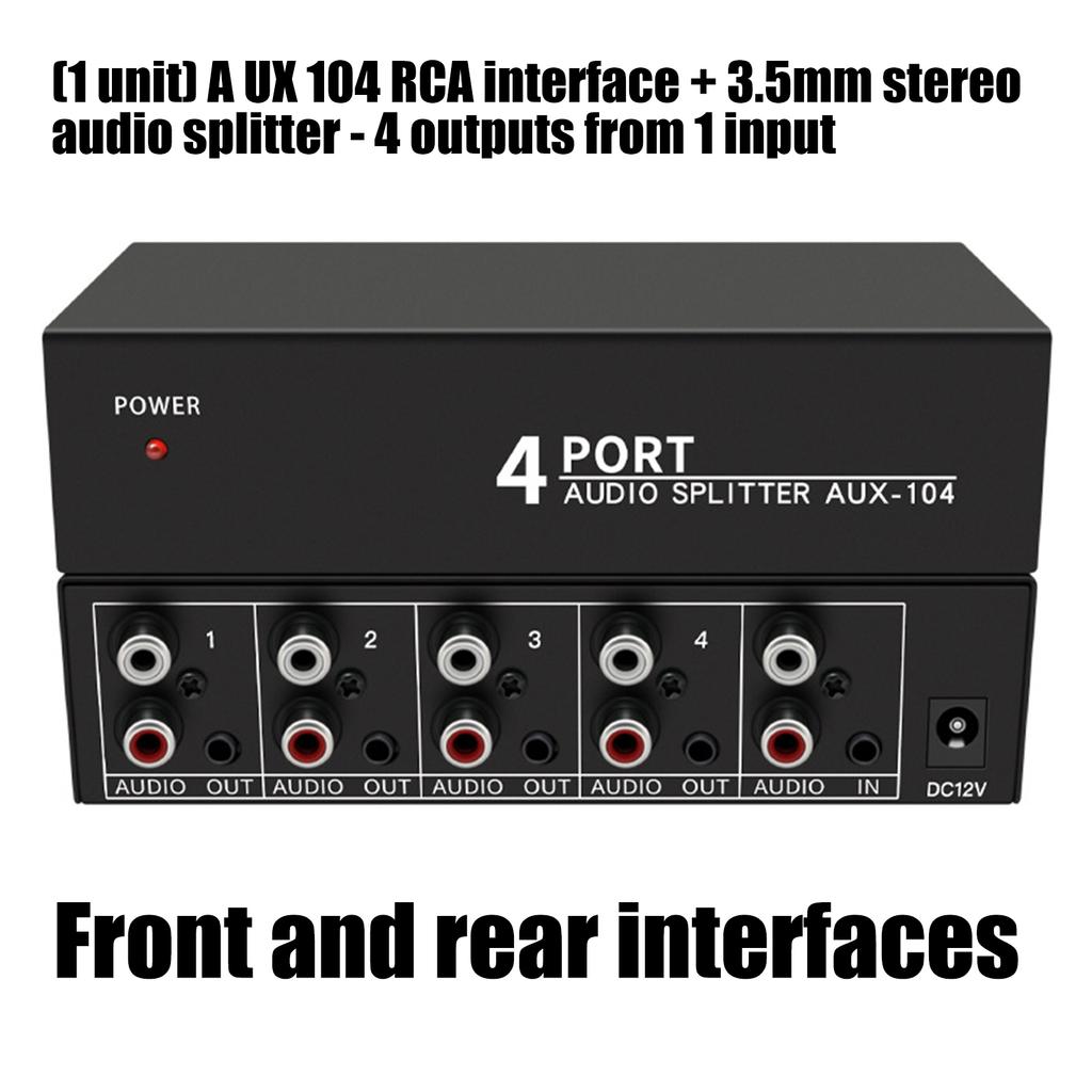 Professional 1 In 4 Out Stereo Splitter 3.5mm Auxs+AV L/R Audios Splitter For Stable Audios Transmission Audios Switcher