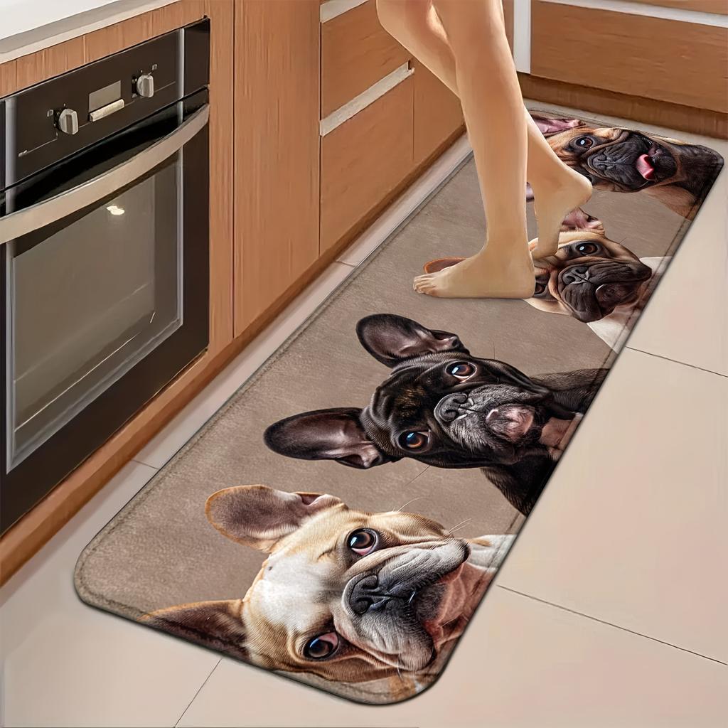 1 Stück Niedliches Hunde Muster Fußmatte Modern Küche Polyester Teppich Rutschfest Bunt Innen Teppich, Für Zuhause Badezimmer Schlafzimmer Wohnzimmer Dekor