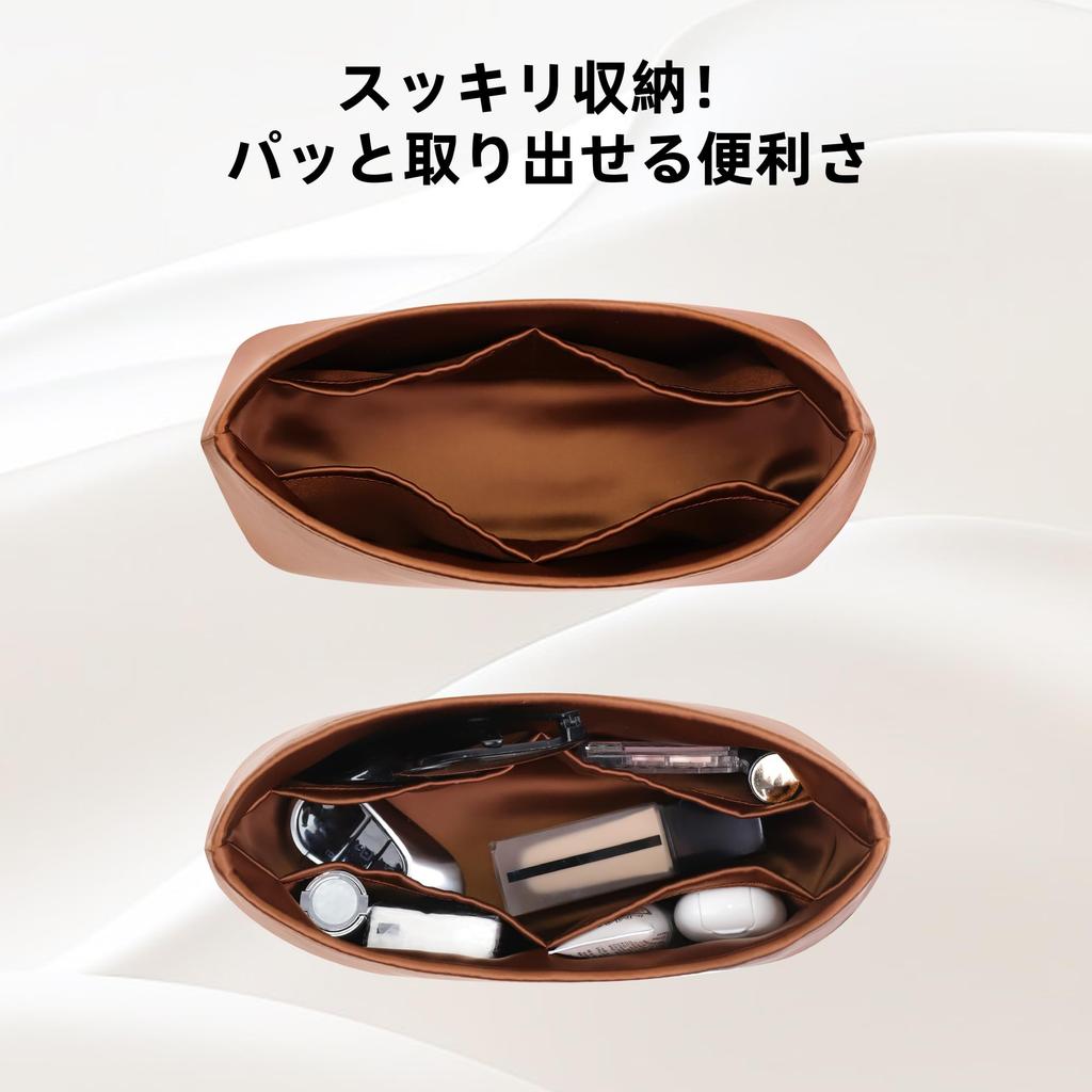 DGAZ Boulogne Nano Bag Inner Bag, Bag Organizer, Made of Premium Silk Satin Fabric, with Multi-Function Pockets, Compatible with Boulogne Nano (Gold)