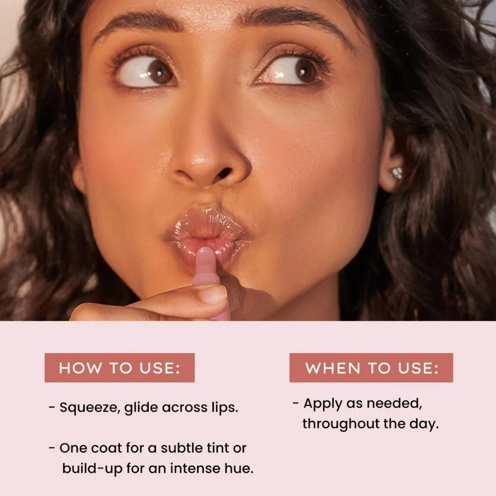 Hyphen Tinted Lip Balm - Hazel, 1% Vit E, 2% Squalane & Peptides, Brightens 10g