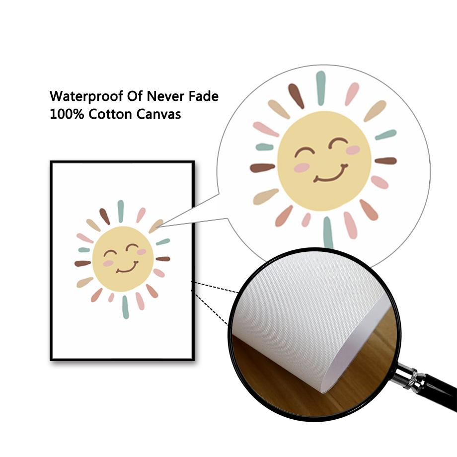 Cartoon Sun Stars Heart Rainbow Butterfly Nursery Nordic Posters Wall Art Canvas Painting Wall Pictures For Baby Kids Room Decor