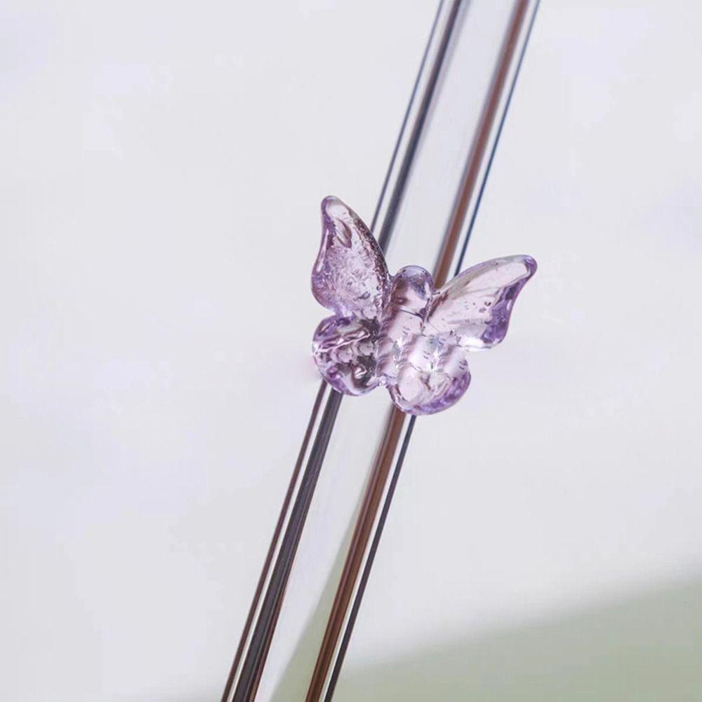 1PC Butterfly Glass Straws Set Reusable Clear Straws For Smoothies Cocktails Drinking Eco Friendly Bar Tool Drinkware