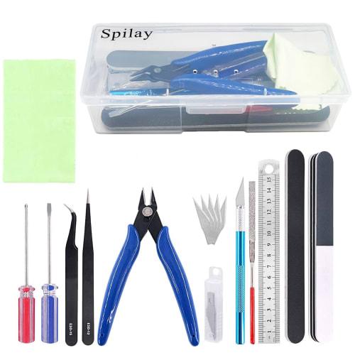 Spilay 16-Piece Hobby Building Model DIY Tool Kit, Modeler's Basic Miniature Handmade Craft Tool Set for Dollhouse Miniature Building, Ages 14+