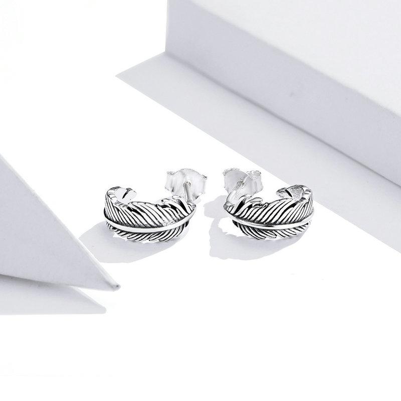 Silver Earrings Feather Earrings Silver 925 Trusky Earrings