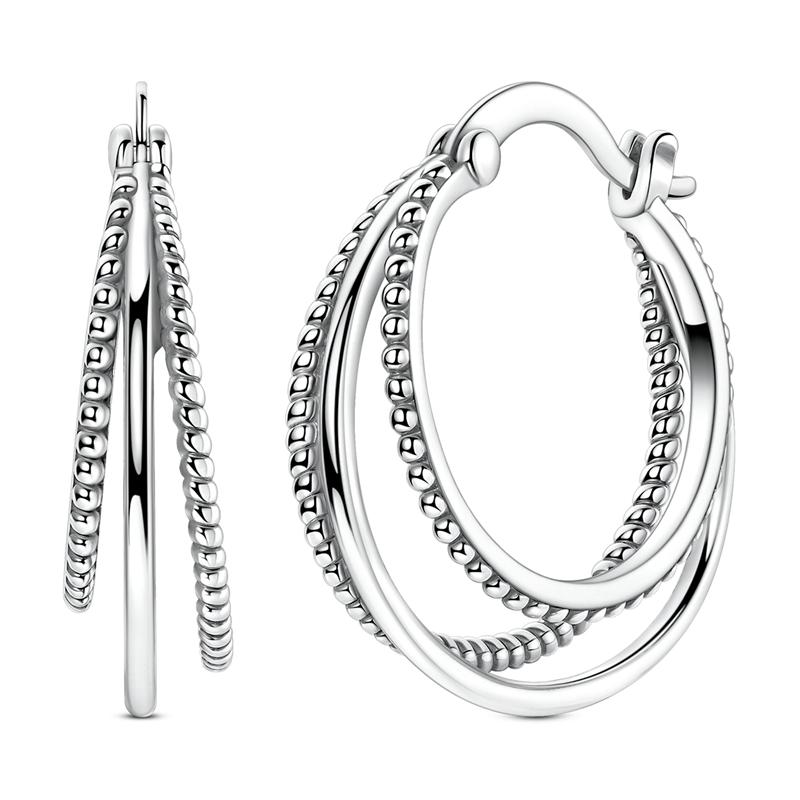 Boucles d'Oreilles Anneaux Empilés en Argent 925 Bijoux d'Oreille de Designer pour Femme Boucle d'Oreille Simple Pendientes de Luxe Bijoux de Mode