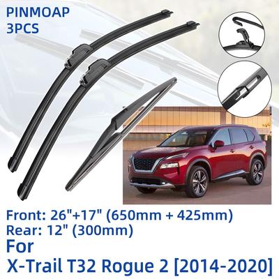 3PCS Voor Nissan X-Trail T32 Rogue 2 2014-2020 26" 17" 12" Voor Achter Wisserbladen Voorruit Voorruit Raam Snijder Accessoires 2017 2018 2019 2020