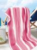 SHENG CHUN Watercolor Stripe Towel, Blue Navy Pink Gray, Soft Microfiber Absorbent for Beach, Pool, Gym & Vacation