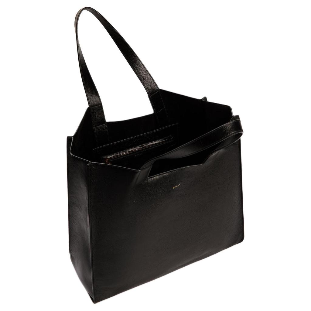Bally Logo Tote Bag Shopping Bag Crepe Calfskin Handbag Men tote Black 6308456