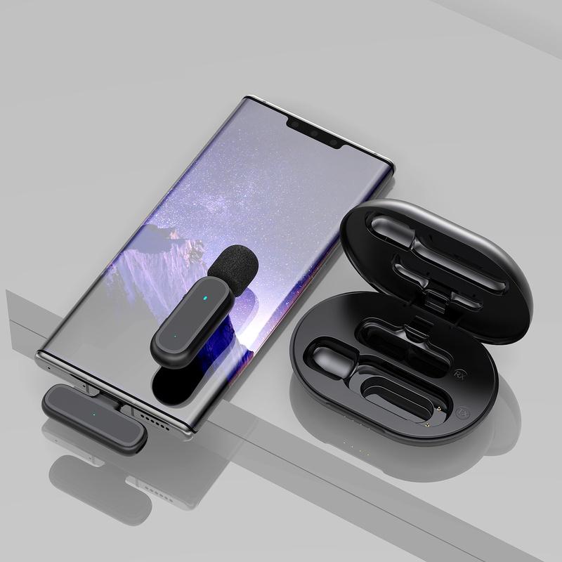 Wireless Lavalier Microphone 1TX+1RX with Charging Case - Noise Cancellation  Display Clip-on Mic for YouTube/TikTok/Streaming 