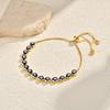 Vintage Gold Copper Devil'S Eye Round Bead Pulling Adjustable Bracelet Female Pbr-347