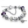 White Round Beaded Bracelet with Pandora DIY Drip Oil Large Hole Bead