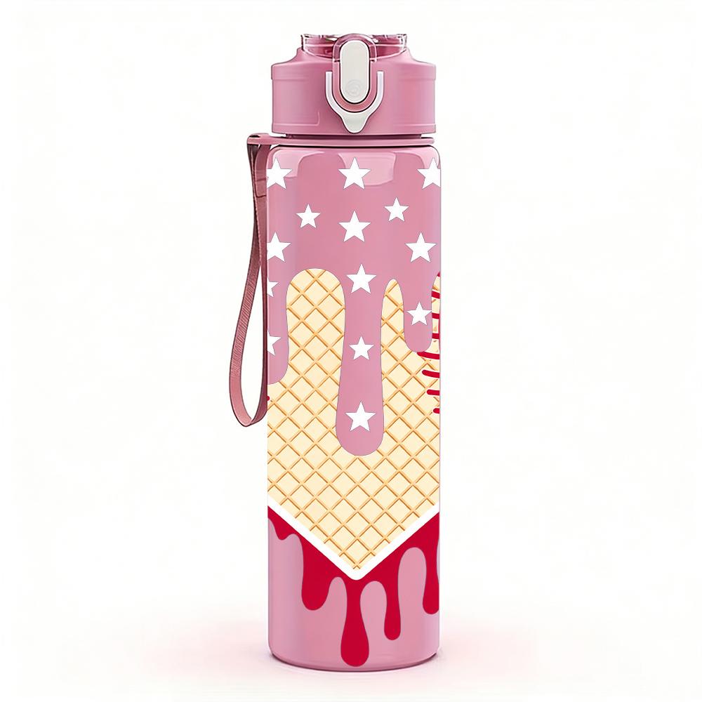 1PC Dripping Baseball Stitch Artwork 750ml Color Plastic Water Bottle Leakproof Flip Straw Lid For Sports Office Home Use