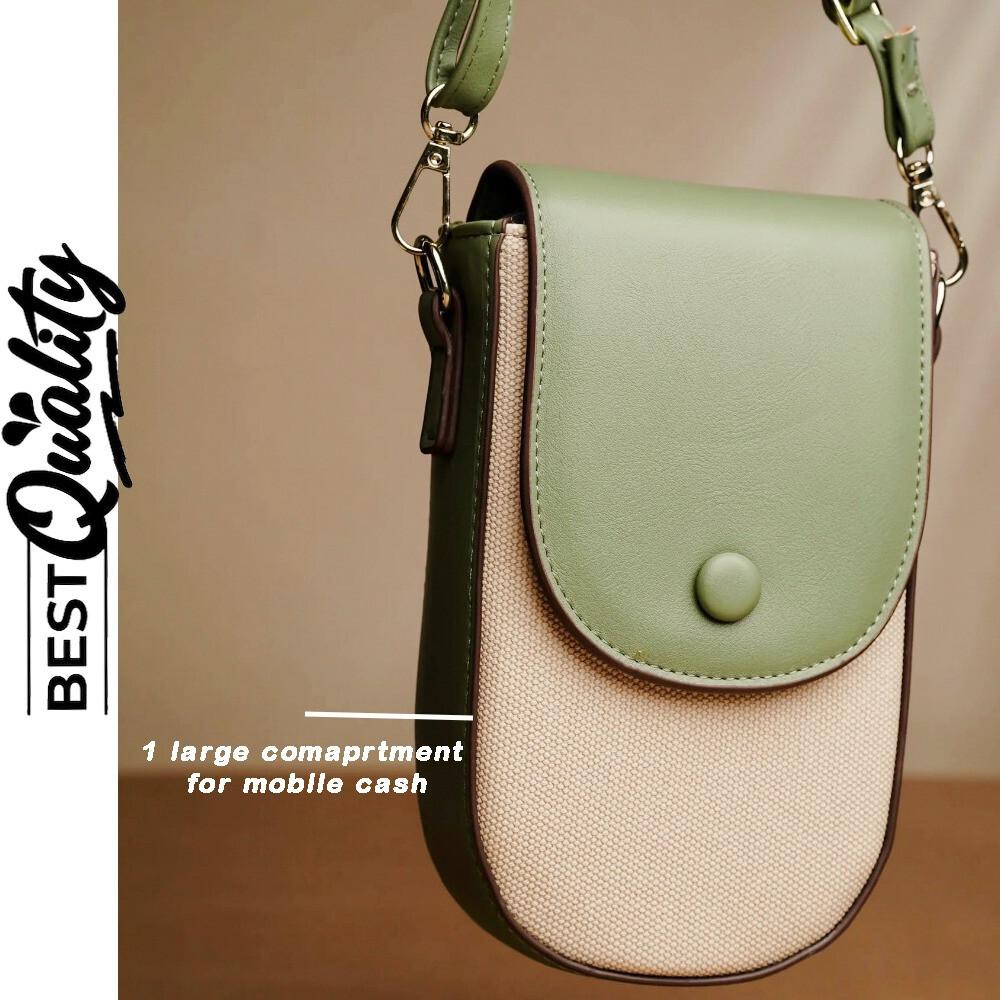 RSINC Small Crossbody Bags Semi Oval PU Leather Adjustable Shoulder Olive Green B0DVQ175YL