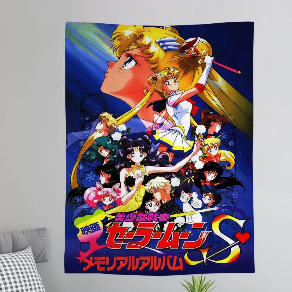 Sailor Moons Comic Cover Hanging Bohemian Tapestry Hanging Tarot Hippie Wall Rugs Dorm Japanese Tapestry