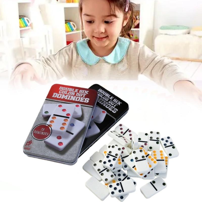 Double Colour Six Dot Dominoes Game Set Kids Educational Toys Gift Interaction