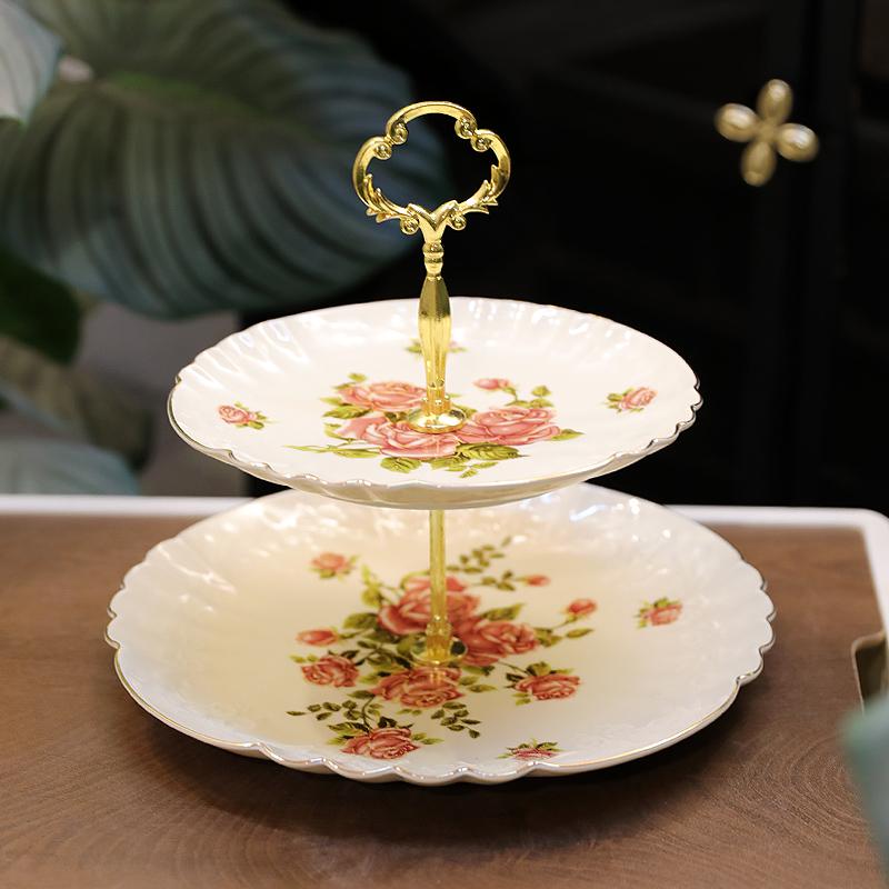 Ceramic Three-Tier Pastry Stand: English-European Style Fruit Bowl, Cake, Candy, and Snack Plate for Afternoon Tea.