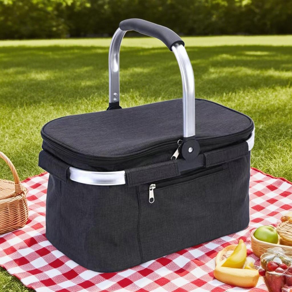 Insulated Picnic Basket Insulated Shopping Basket With Lid Waterproof Foldable Cooler Basket outdoor camping basket
