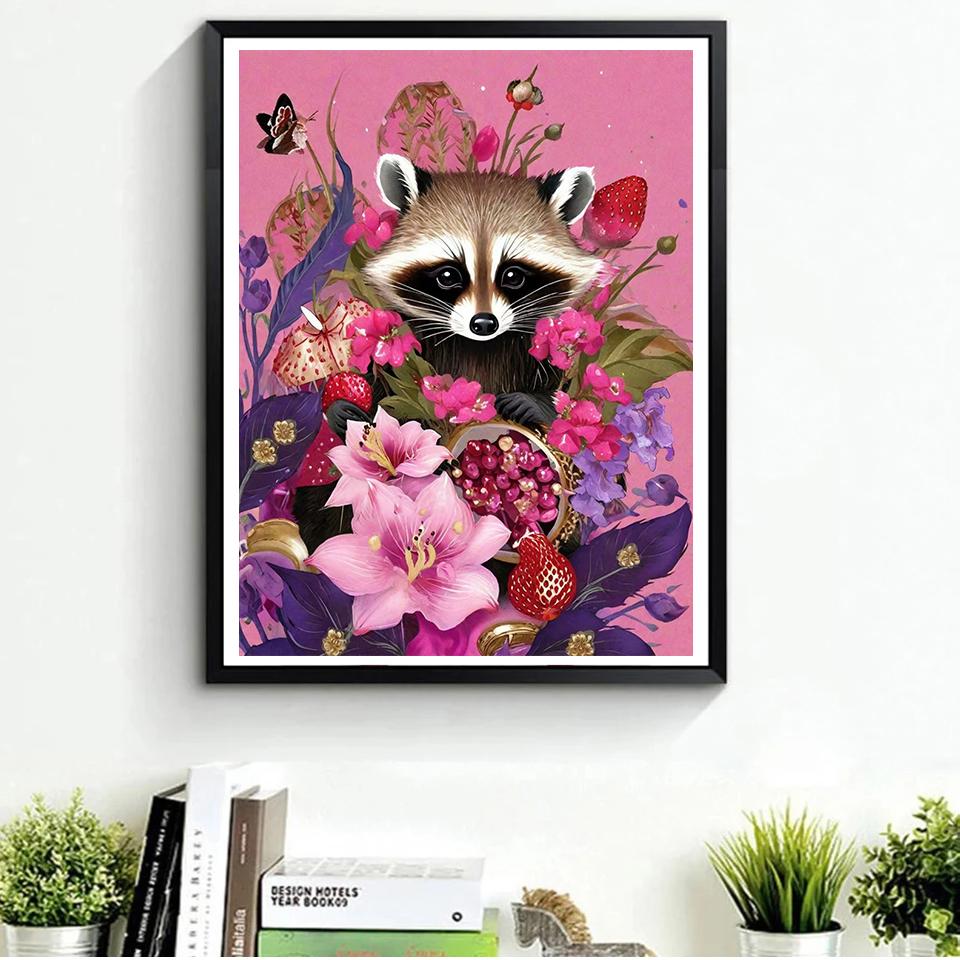 5D Diamond Painting Flower Animal Panda Landscape Painting Full Round Square Inlaid Jewelry Cross Embroidery Home Decoration