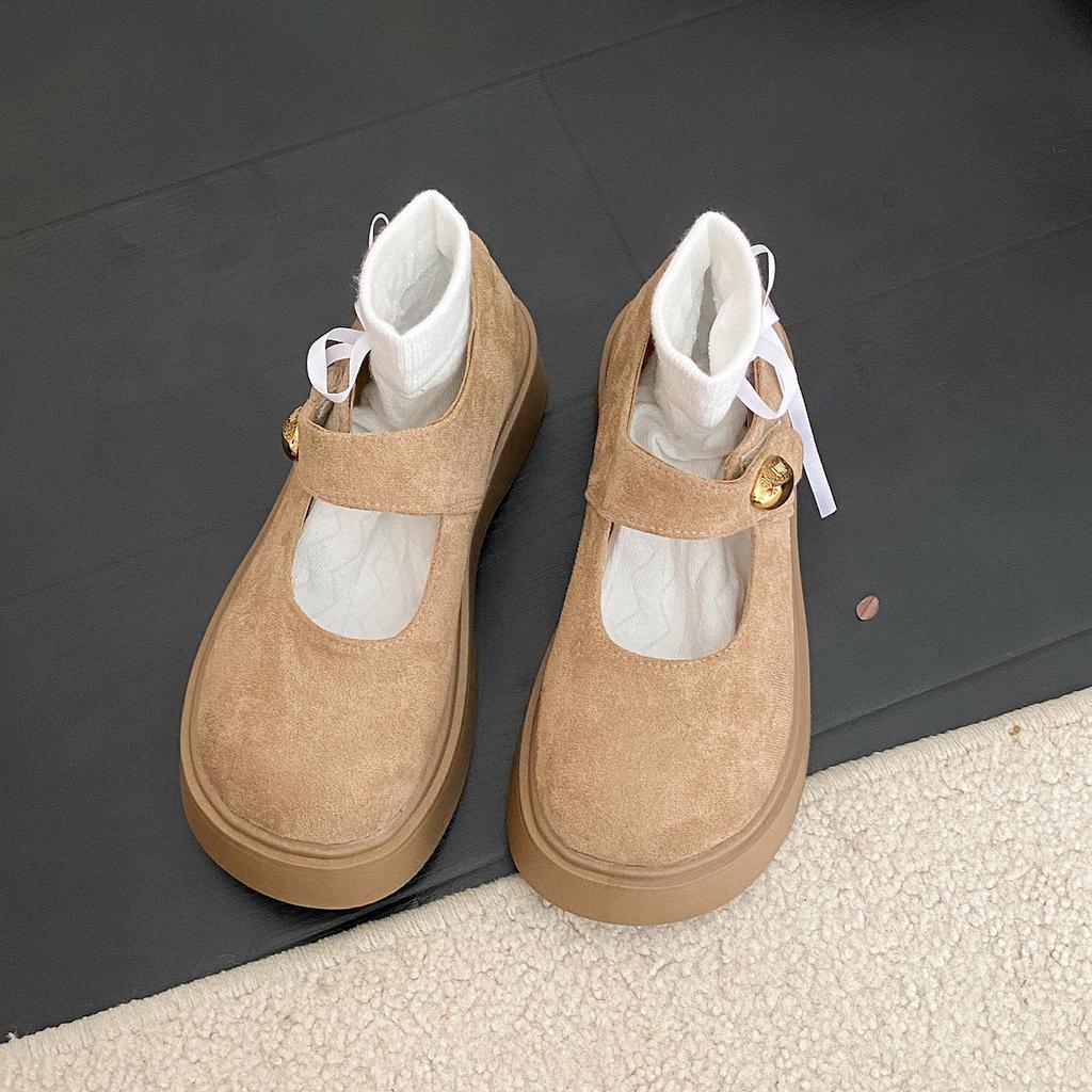 Muffin dicksoled erhöhende Boken Schuhe 2025 neu Frühling, Herbst und Winter kleine Retro Ein-Pedal Slipper Einzelne Schuhe