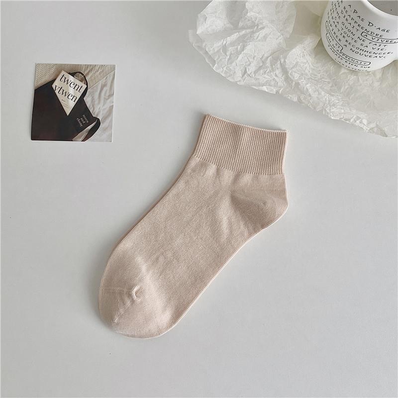 Socks Summer Thin Solid Color Short Tube Confinement Socks Tide Loose Boat Socks Crimped Wide Mouth Socks Cotton