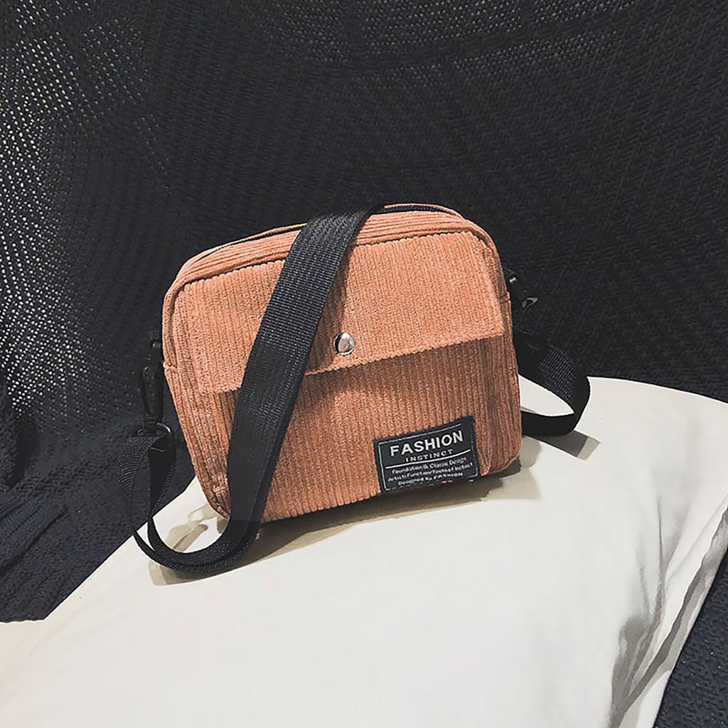 Women Canvas Single Shoulder Messenger Bag Small Square Bag Corduroy Bag