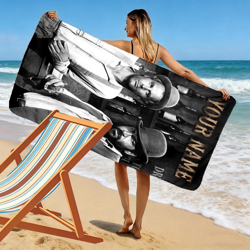 Name Custom Terence Hill and Bud Spencer Print Beach Towel, Large Soft Quick Dry Towel for Beach Camping Swimming