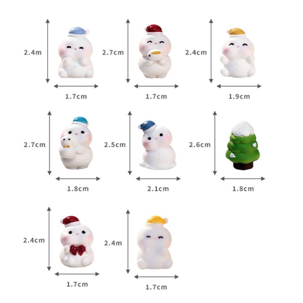 8Pcs DIY Accessories Figurines Snowman Miniature Model High Quality Snowman Statue