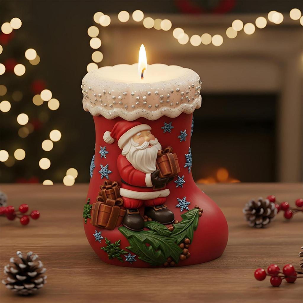 Santa Stocking Candle Mold Reusable Crafting Mould 3D Christmas Stocking Candle Molding Tool For Children Beginners Boys Girls