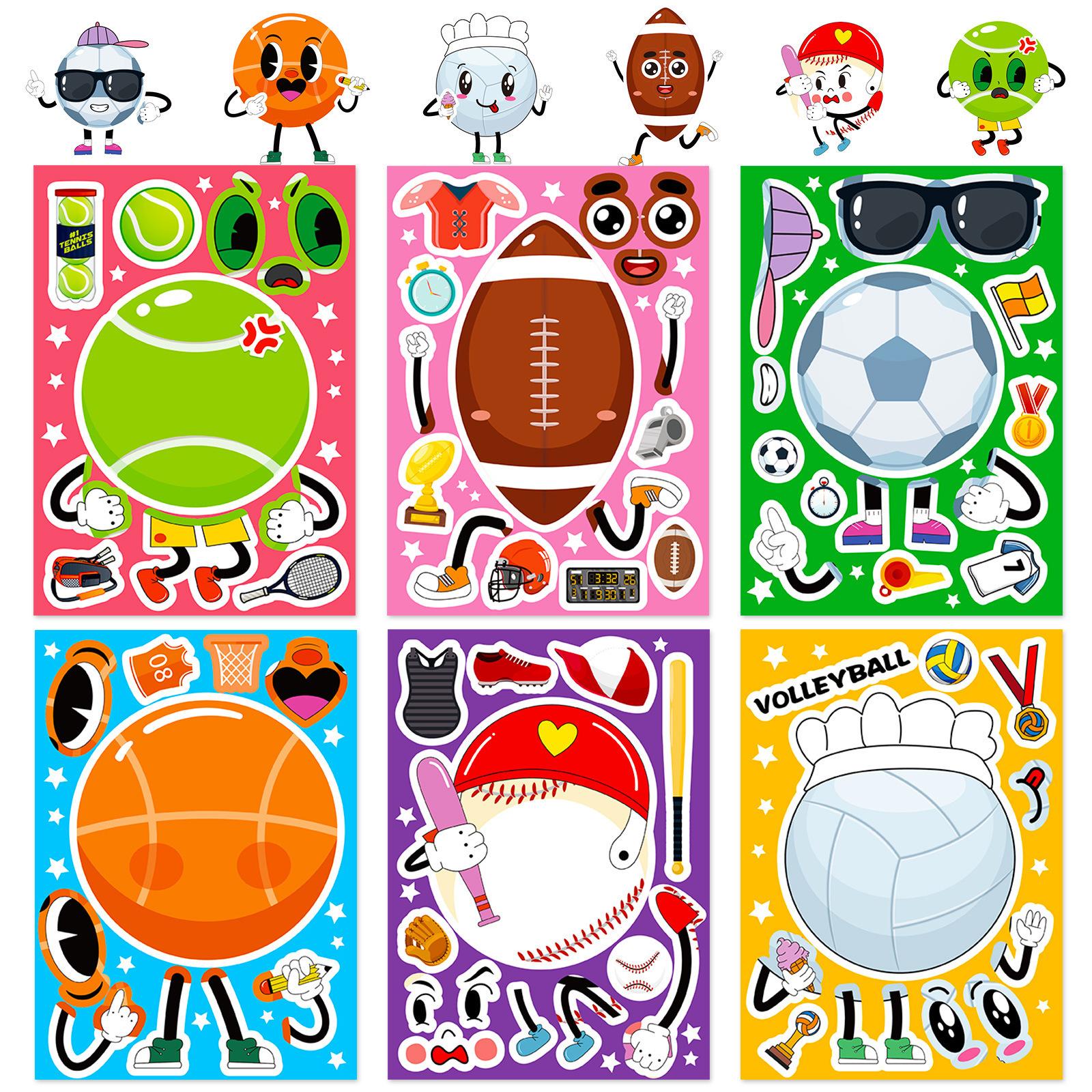 

6 штук/упаковка различных шариков, наклеек с меняющимися лицами, шариков, различных выражений, пазлов с меняющимися лицами, детских наклеек-пазлов