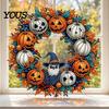 Christmas Tree Ornament Fall Pumpkin Sunflower Wreath Hanging Decor, Acrylic Hand Painted Transparent Pattern Window Ornament, Thanksgiving
