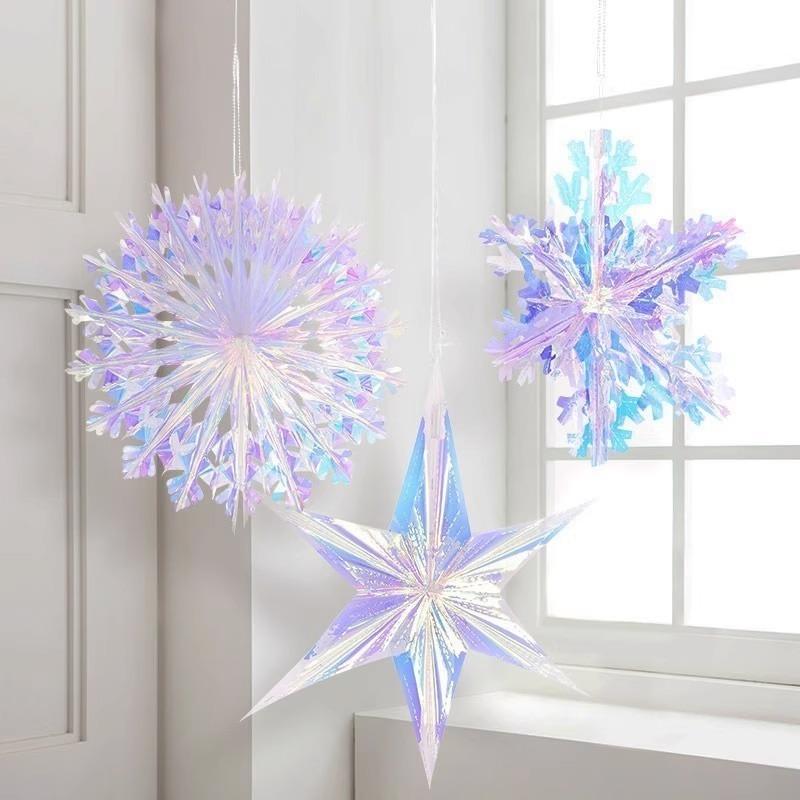 Seven-Color Gradient Flower Ball: Neon Film Snowflake Decoration for Parties & Events