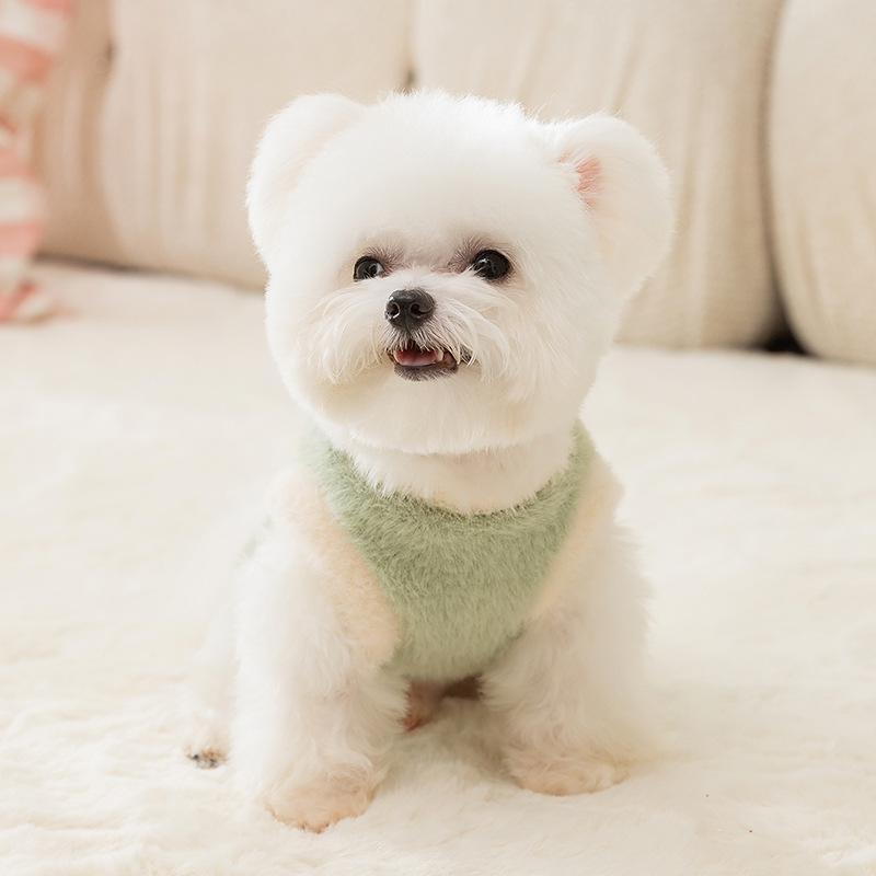 Cute Lamb Imitation Mink Patch Vest Dog Clothes Two Feet Autumn and Winter Thickened Cat Warm Pet Dog Clothing