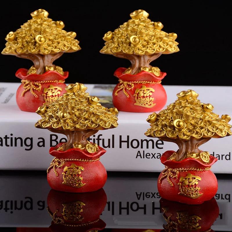 Feng Shui Money Tree Lucky Fortune Birthday Baking Cake Dress Up Decorating for Car Home TV Cabinet Decoration Crafts Figurines