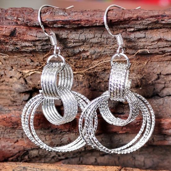 1 Pair Women Earrings Ethnic Style Plant Leaf Design Faux Obsidian Inlaid Hook Earrings Jewelry Gift Accessories