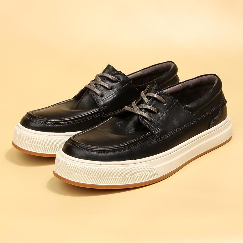 139-3 Leather Washed Retro Casual Board Shoes Men'S Shoes Genuine Leather Fashion Trend Leather Shoes Spot