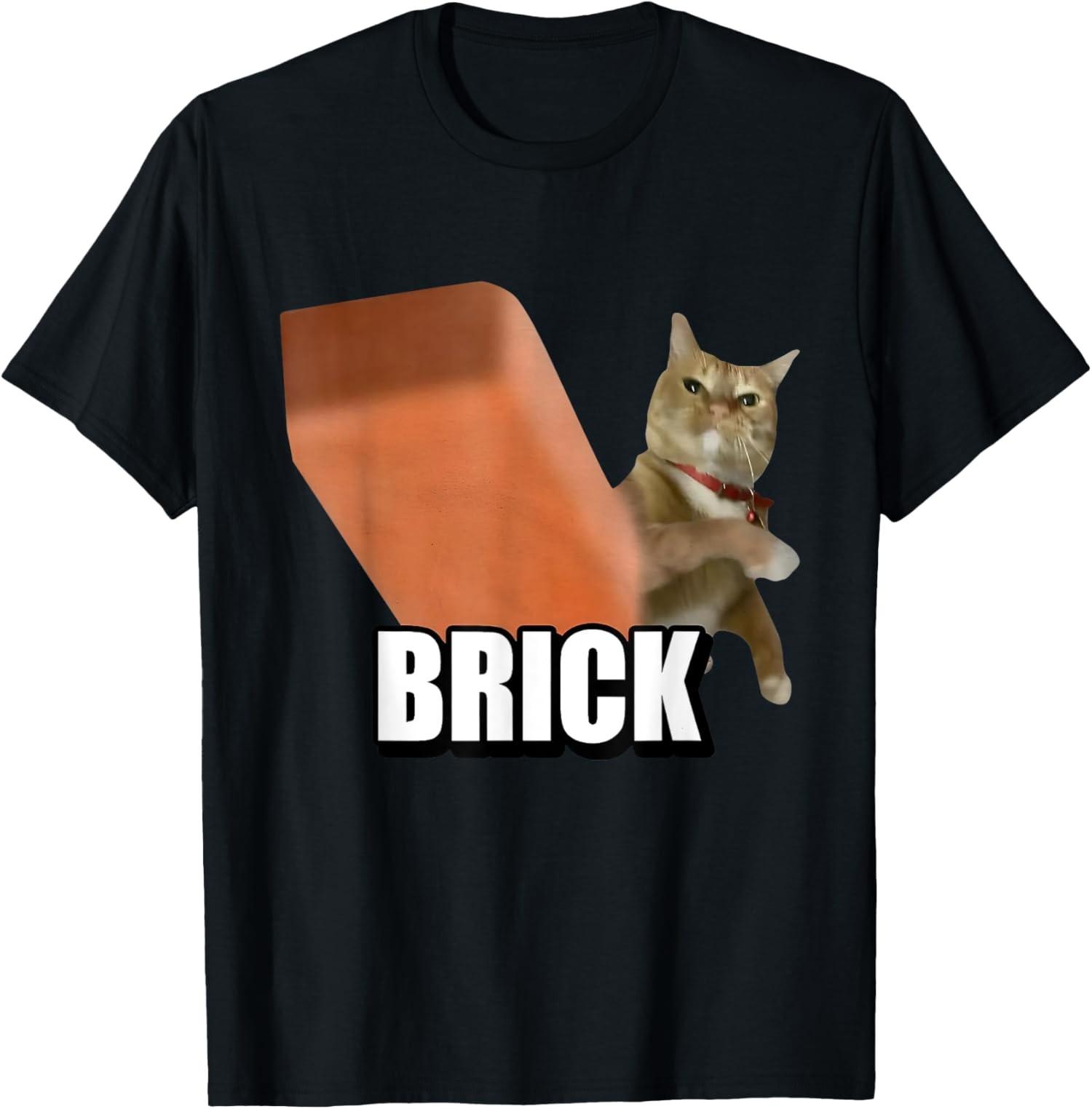 Chat dr?le lancer brique chats idiots Meme Brainrot T-Shirt unisexe S