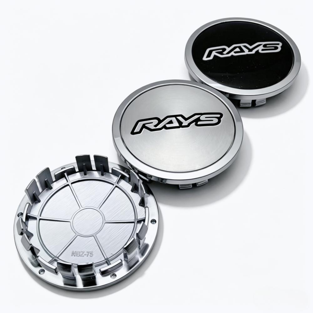 4 piezas/Set 75 mm / Clips 65 mm Emblema Insignia Logo Rays Tapacubos Centrales de Rueda de Coche Tapa de Cubo de Rueda Tapa de Cubo de Llanta Reemplazo Accesorios para Coche